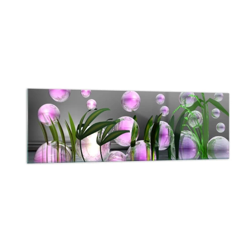 Schilderen op glas - Een reflecterende compositie van lichtheid en leven - 160x50 cm