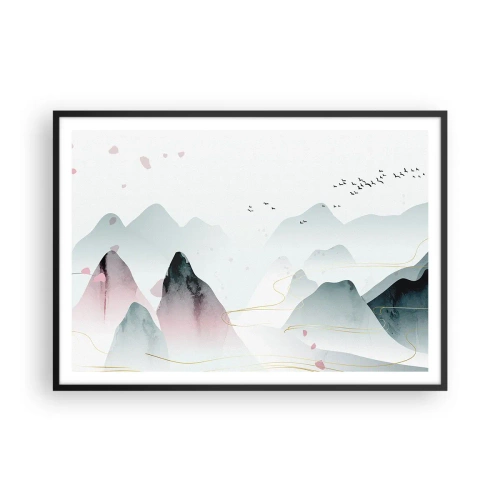 Poster in een zwarte lijst - Over de toppen - 100x70 cm