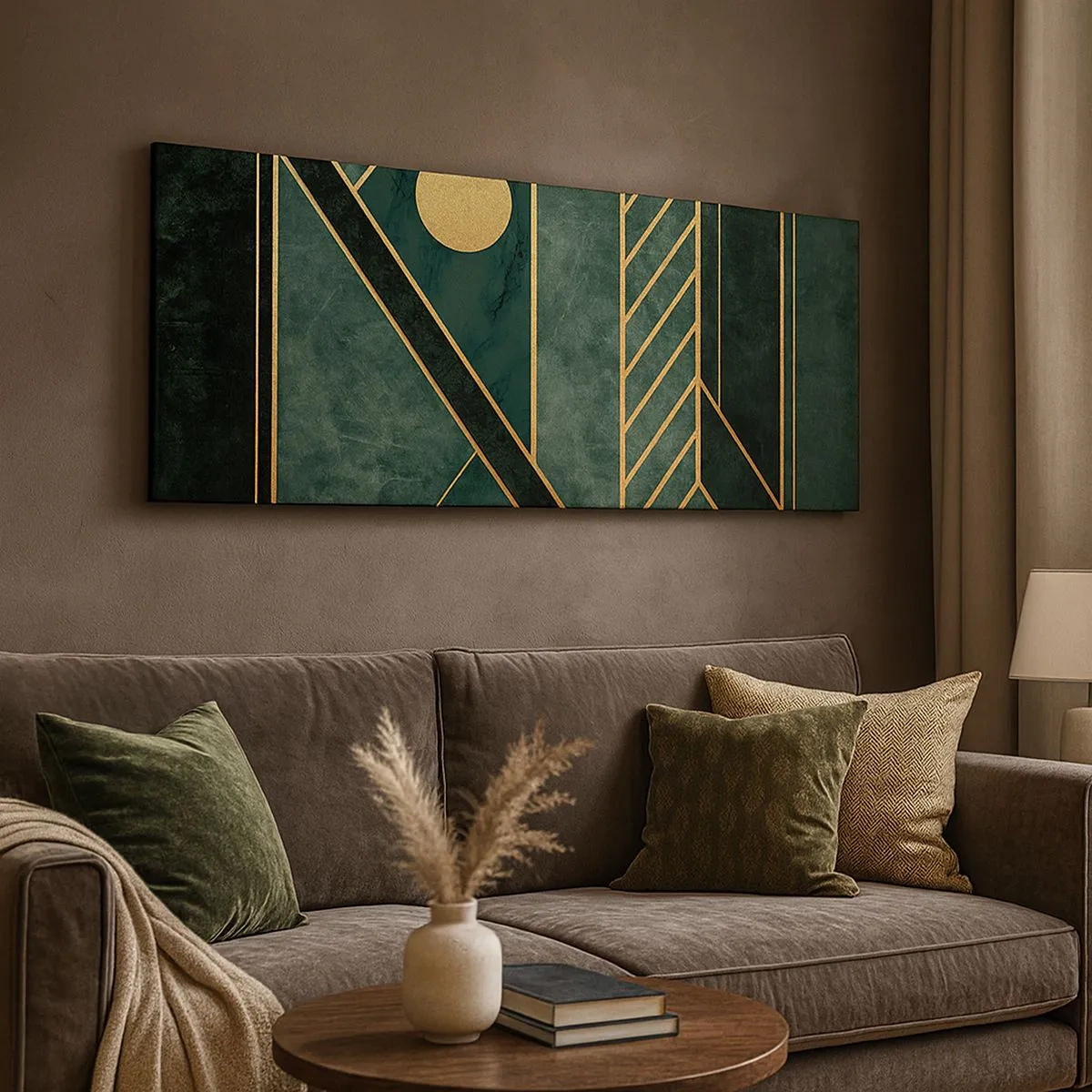 Schilderen op canvas - Dynamiek van goud en azuur - 100x40 cm