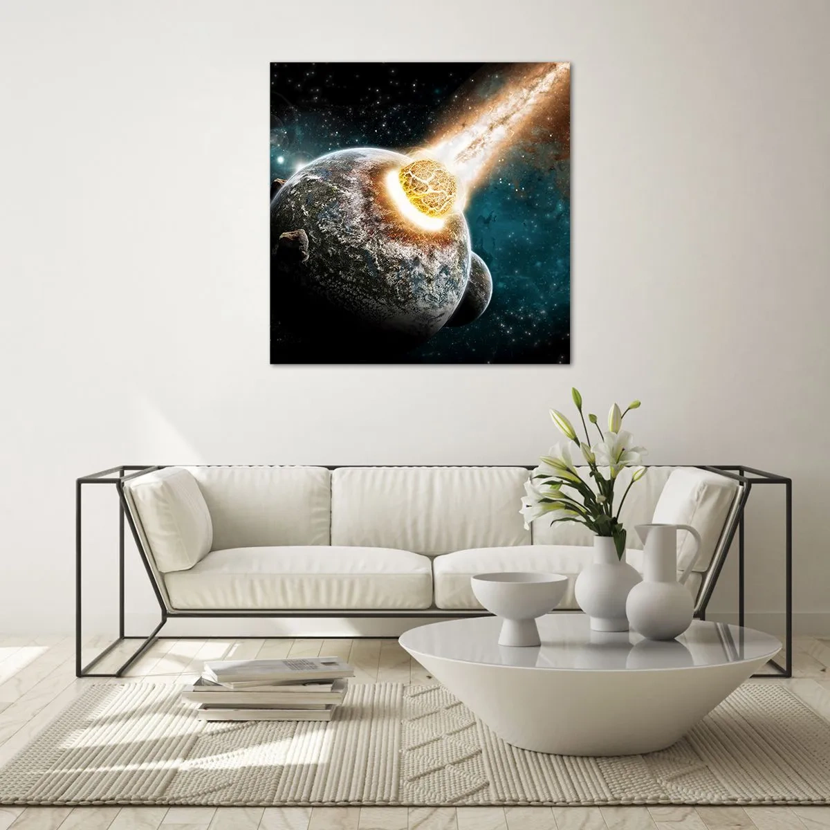 Schilderen op glas - Vernietiging of geboorte - 30x30 cm