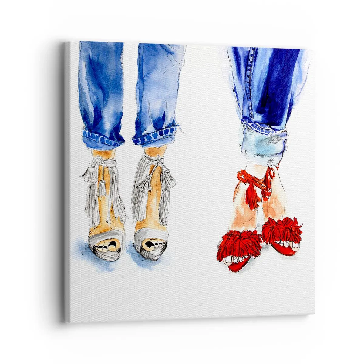 Schilderen op canvas - Misschien gaan we wandelen? - 30x30 cm