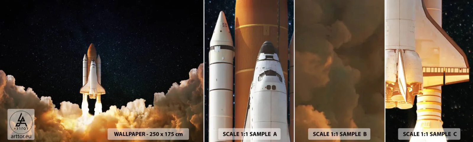 Fotobehang Monster Zelfklevend Deluxe Sticker - Advertentie astra! - Kosmos, Astronomie, Ruimtevaartuig - 100x30 cm