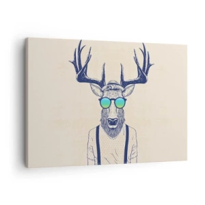 Schilderen op canvas - Gestileerd hert met zonnebril - 70x50cm - Wie had je verwacht? - Moderne wanddecoratie voor woonkamer en slaapkamer ARTTOR