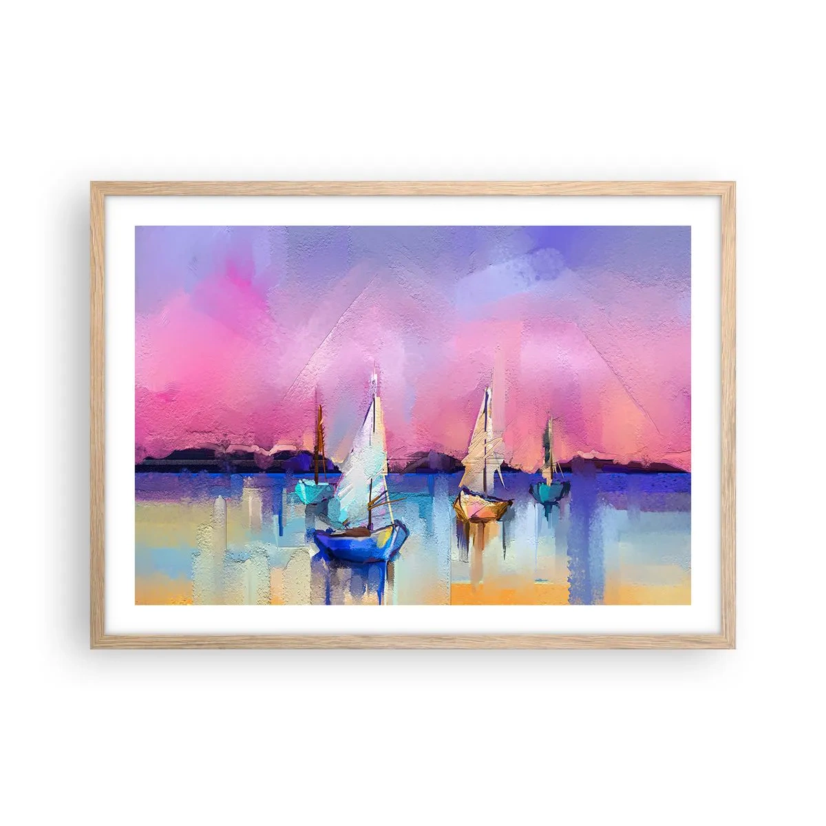 Een poster in een licht eiken lijst - Richting: breed water - 70x50 cm