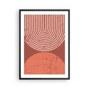 Poster in een zwarte lijst - Geometrische abstractie in terracotta tinten met een vintage effect - 50x70cm - Een nauwe band - Moderne wanddecoratie voor woonkamer en slaapkamer ARTTOR