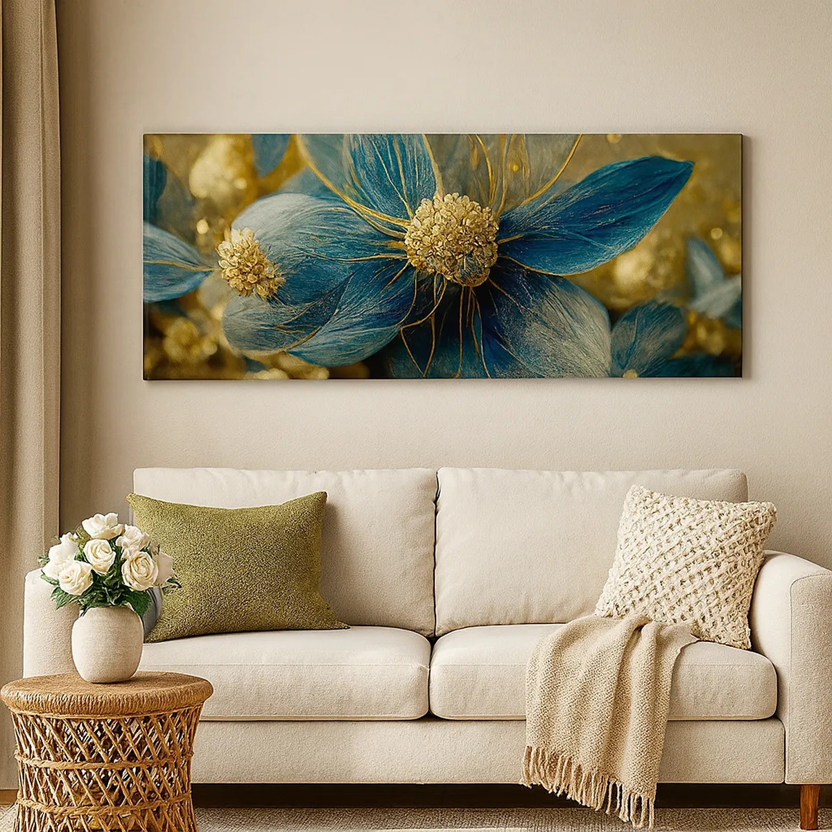 Schilderen op canvas - Bloei met goud - 30x30 cm