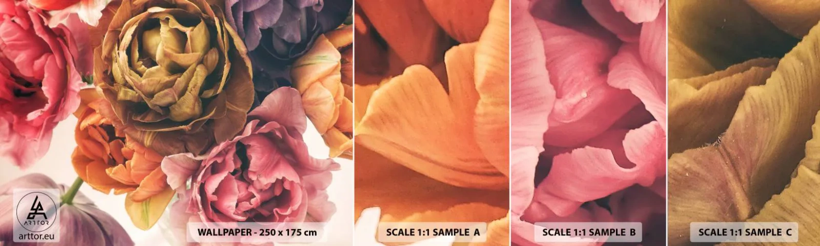 Fotobehang Staaltje Standard Eco - Een viering van het leven - Boeket bloemen, Bloemen, Pioen - 100x30 cm