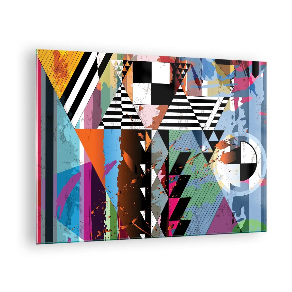 Schilderen op glas - Geometrische abstractie met een verscheidenheid aan vormen en kleuren - 70x50cm - Geometrisch en organisch - Moderne wanddecoratie voor woonkamer en slaapkamer ARTTOR