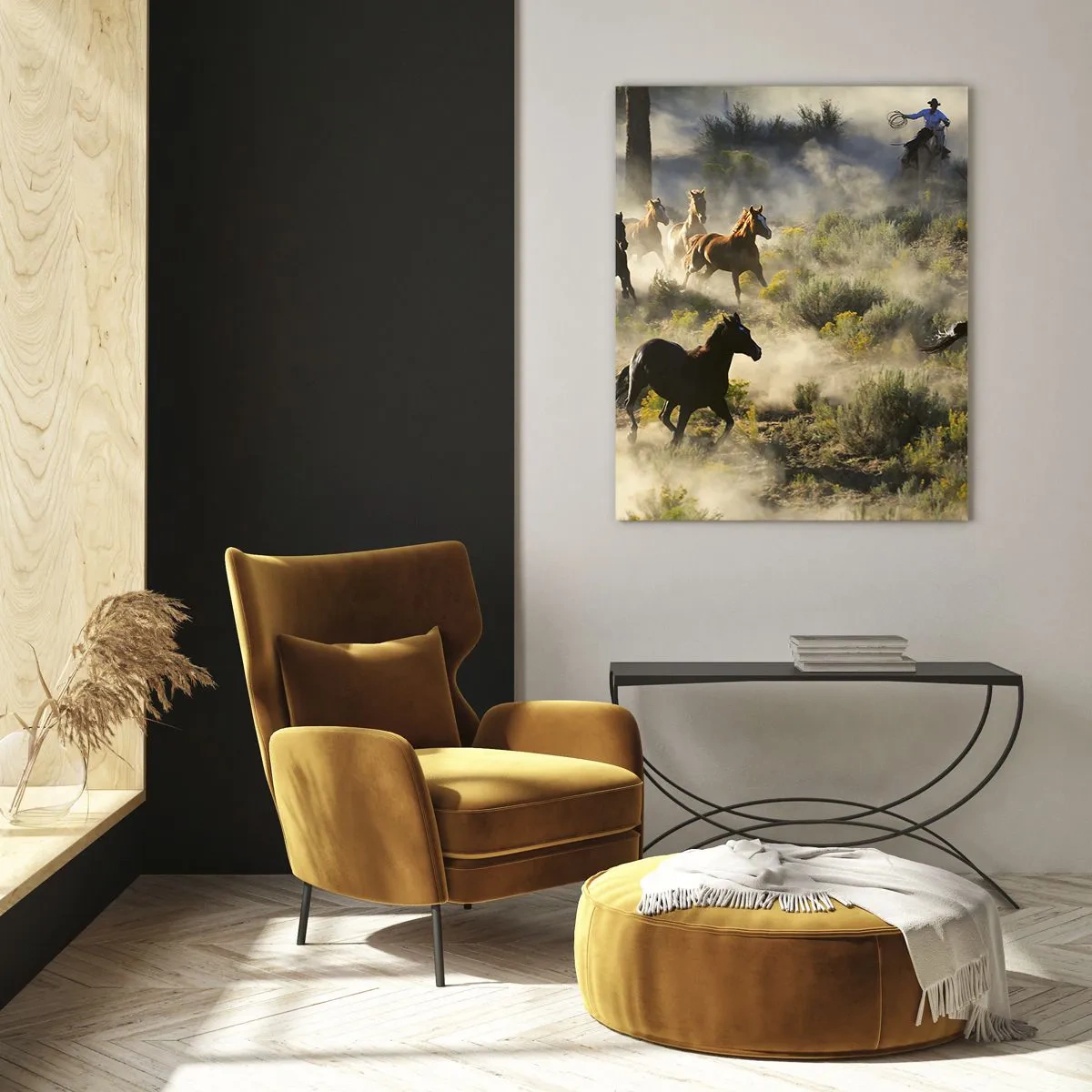 Schilderen op glas - Rivaliteit - vrijheid of mannelijke kracht? - 50x70 cm