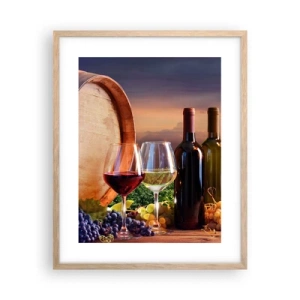 Een poster in een licht eiken lijst - Het leven smaakt hier - 40x50 cm