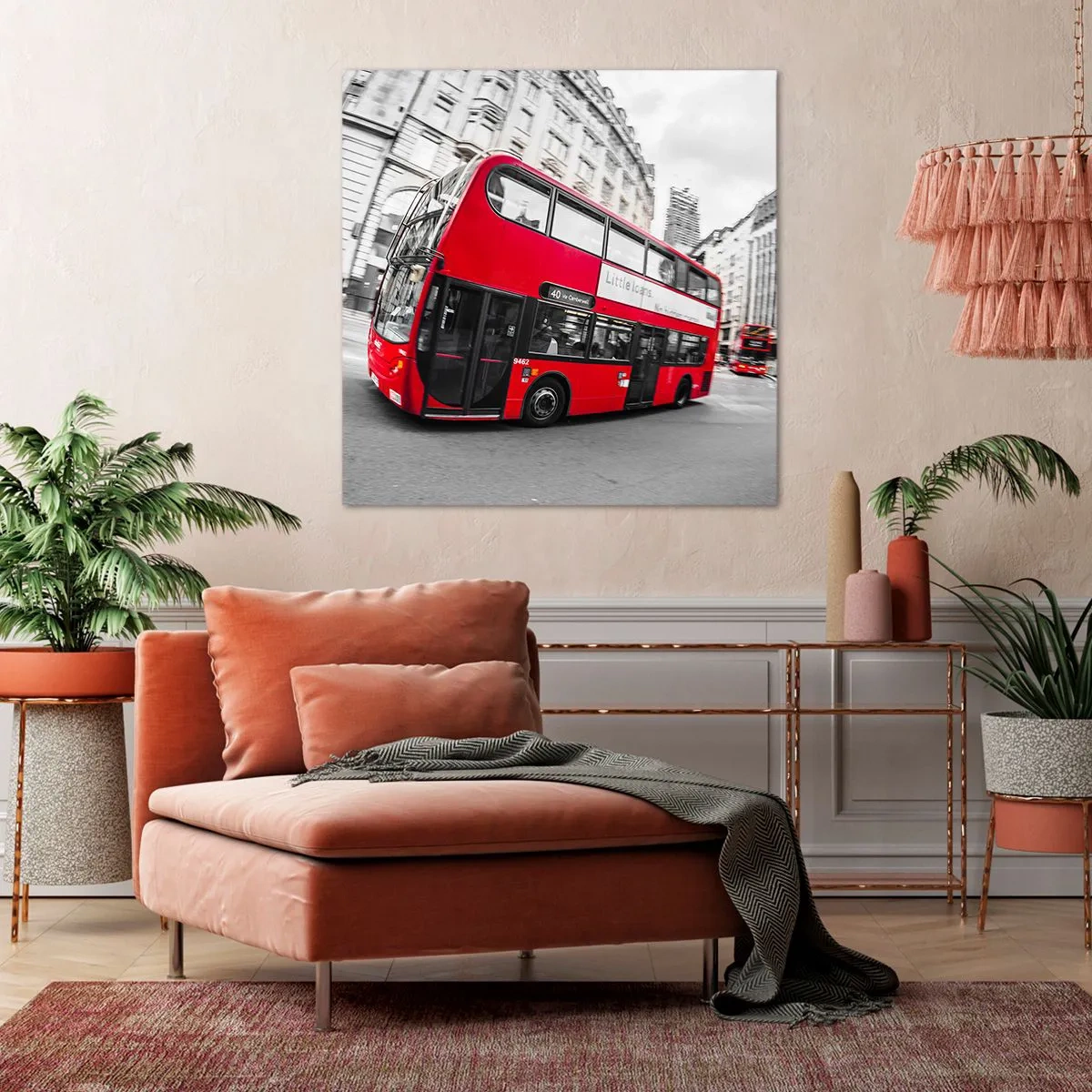 Schilderen op canvas - Londen traditioneel - by bus - 70x70 cm