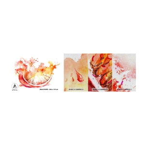 Fotobehang Monster Premium Sand - Sappige verfrissing - Abstractie, Oranje, Grafisch - 100x30 cm