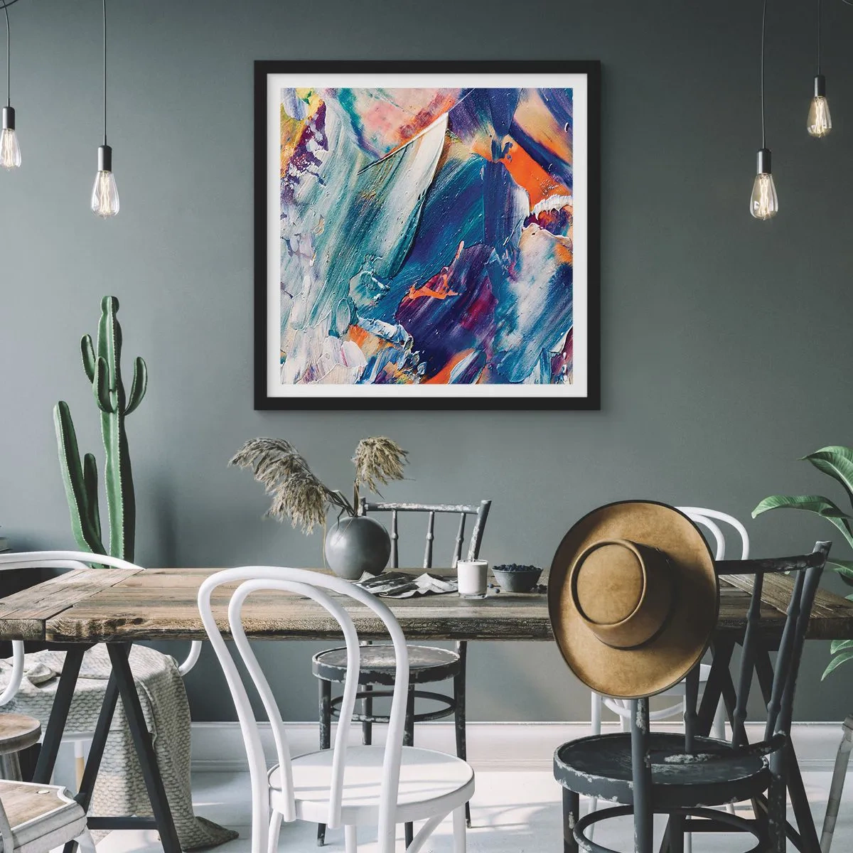 Poster in een zwarte lijst - Kleur verwarring - 30x30 cm
