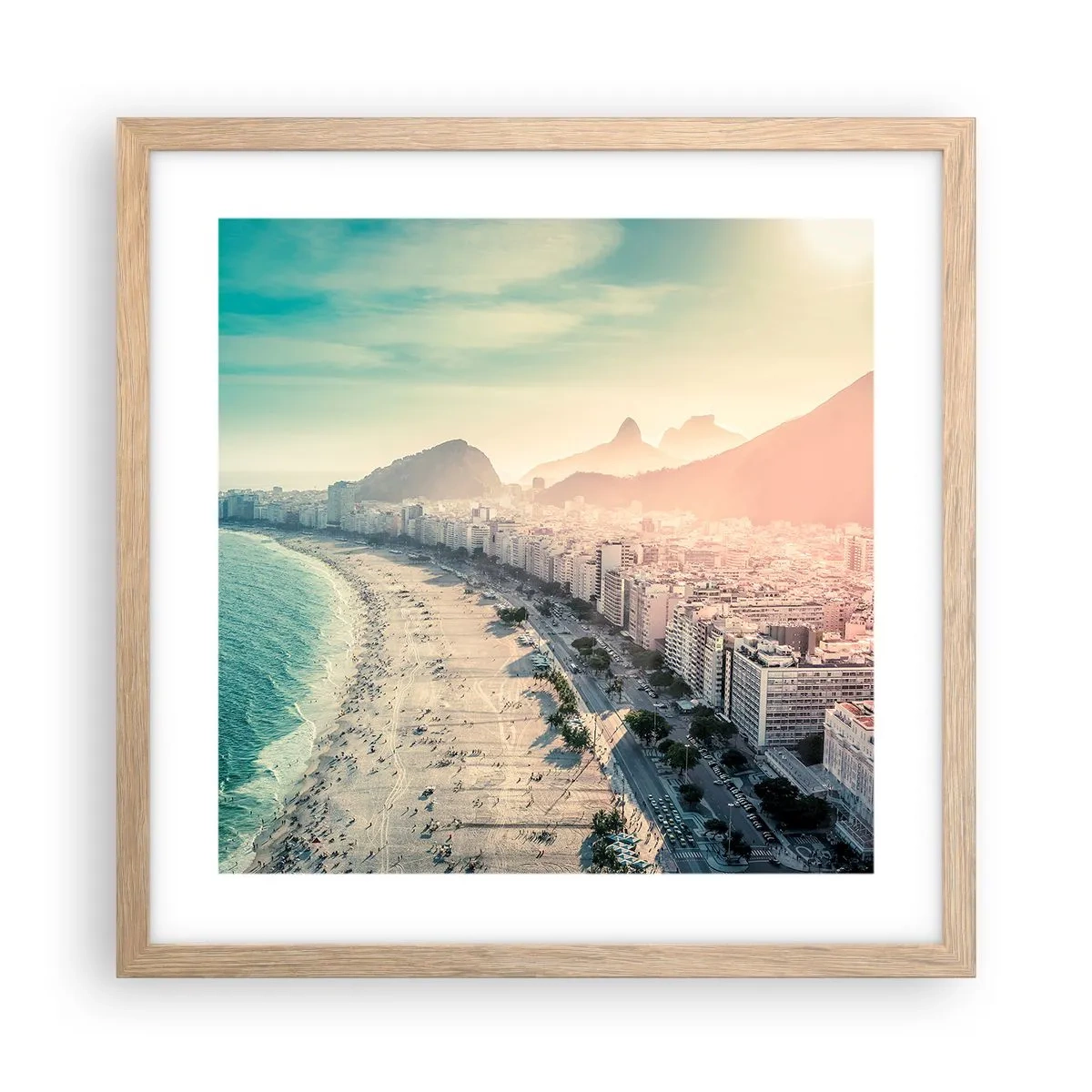 Een poster in een licht eiken lijst - Eeuwige vakantie in Rio - 40x40 cm
