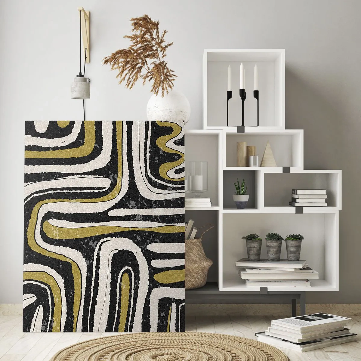 Schilderen op glas - Compositie: wegen en steegjes - 70x100 cm