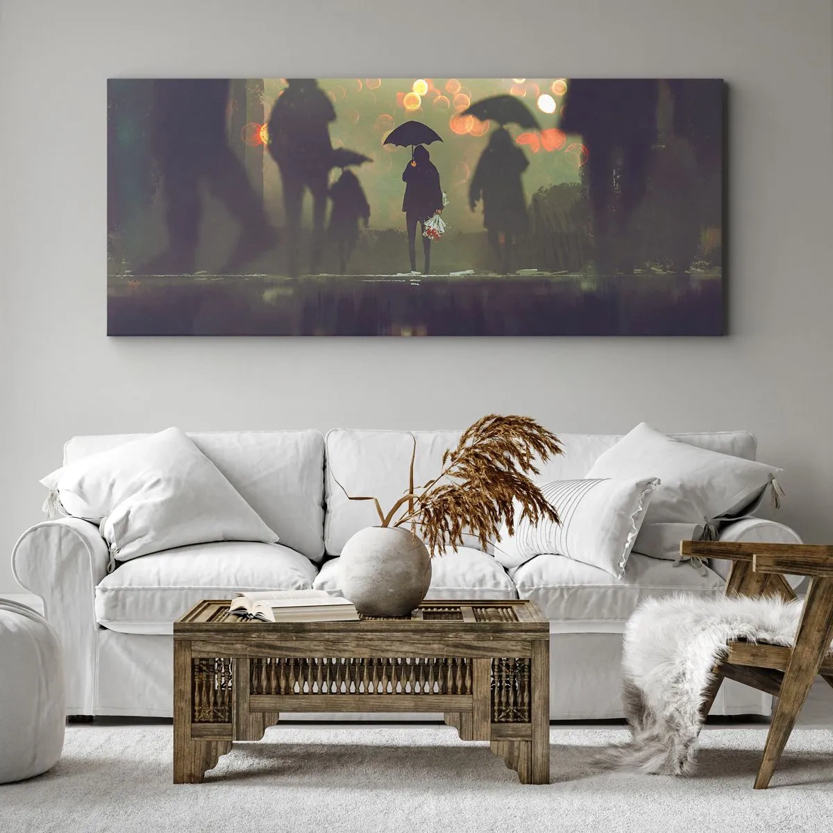 Schilderen op canvas - Vanuit het perspectief van een regendruppel - 140x50 cm