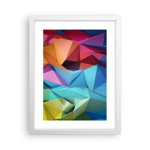 Poster in een witte lijst - Regenboog origami - 30x40 cm