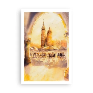 Poster - Zonsopgang boven het marktplein van Krakau - 61x91 cm
