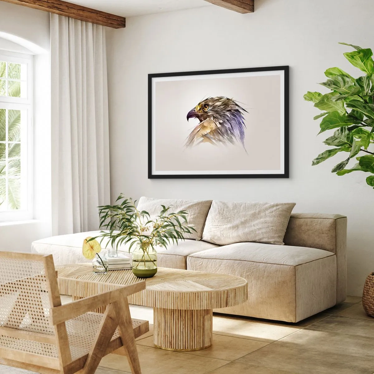 Poster in een zwarte lijst - Portret van een krijger - 70x50 cm