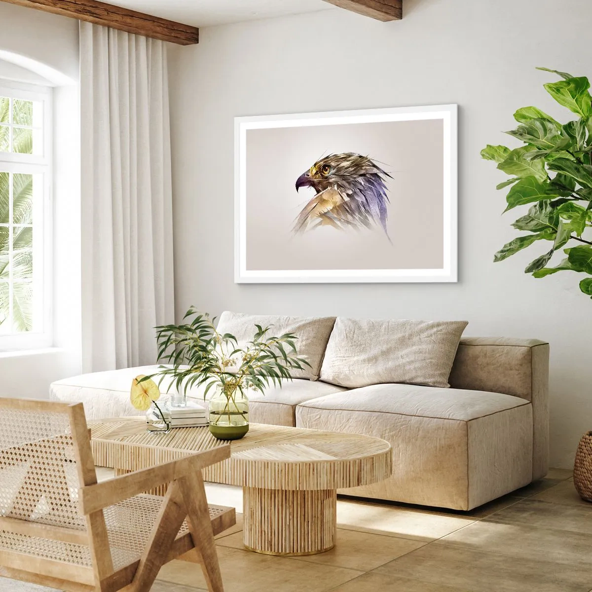 Poster in een witte lijst - Portret van een krijger - 70x50 cm