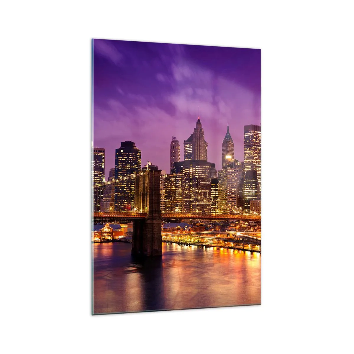 Schilderen op glas - Violet-goud Manhattan - 70x100 cm