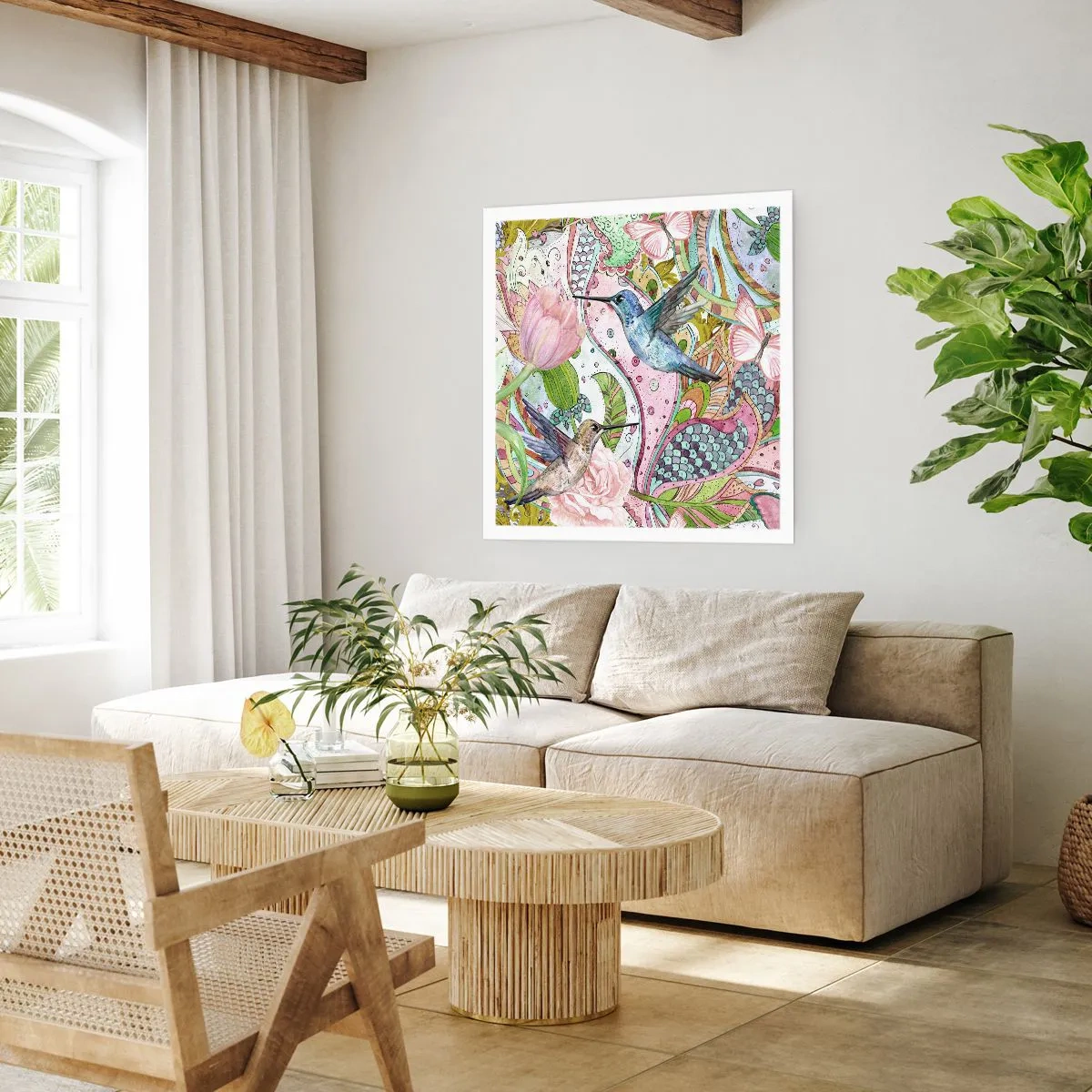 Poster - Verstrikt in wijnstokken - 40x40 cm