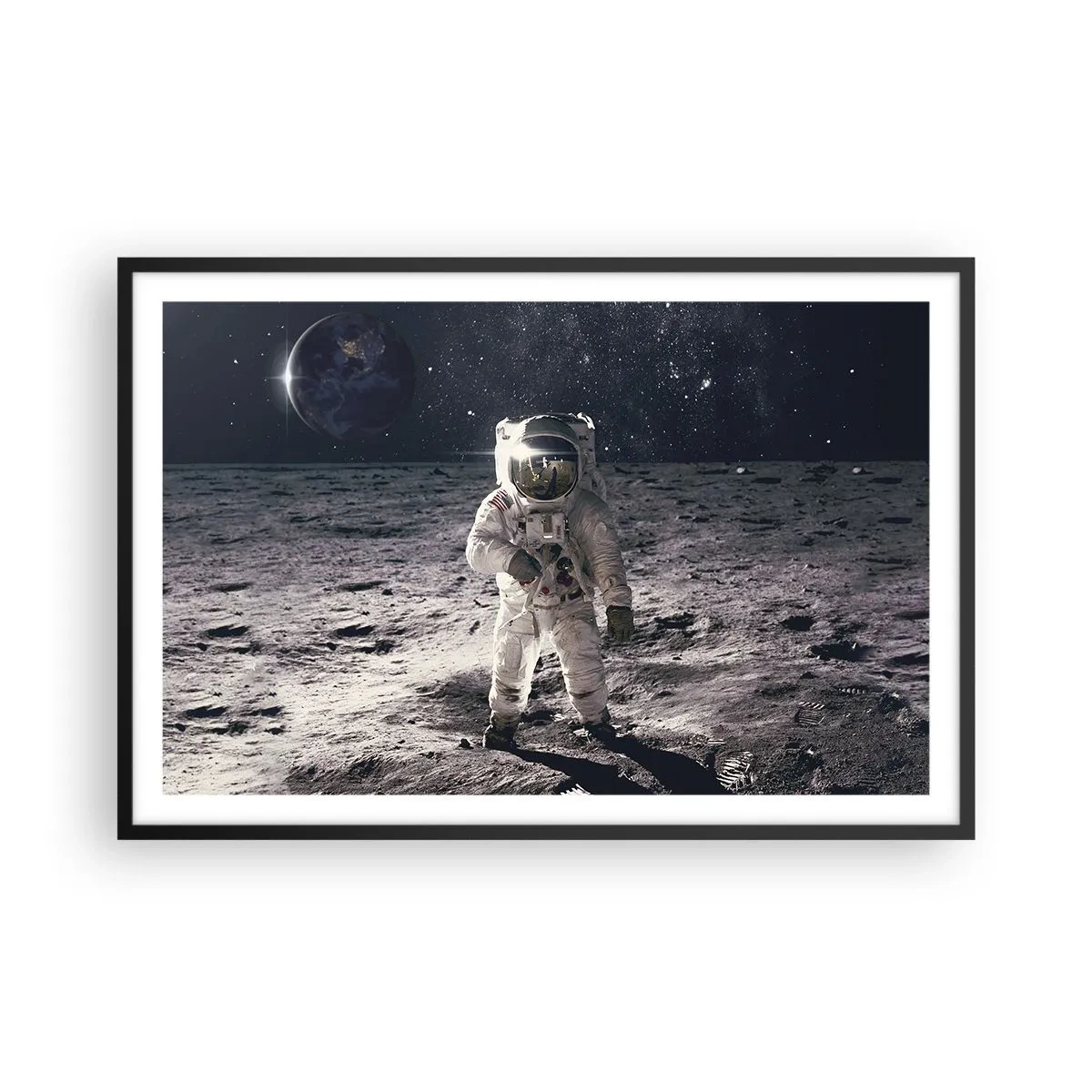 Poster in een zwarte lijst - Groetjes van de maan - 91x61 cm
