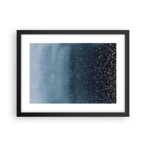Poster in een zwarte lijst - Samenstelling - blauwe fasen - 40x30 cm