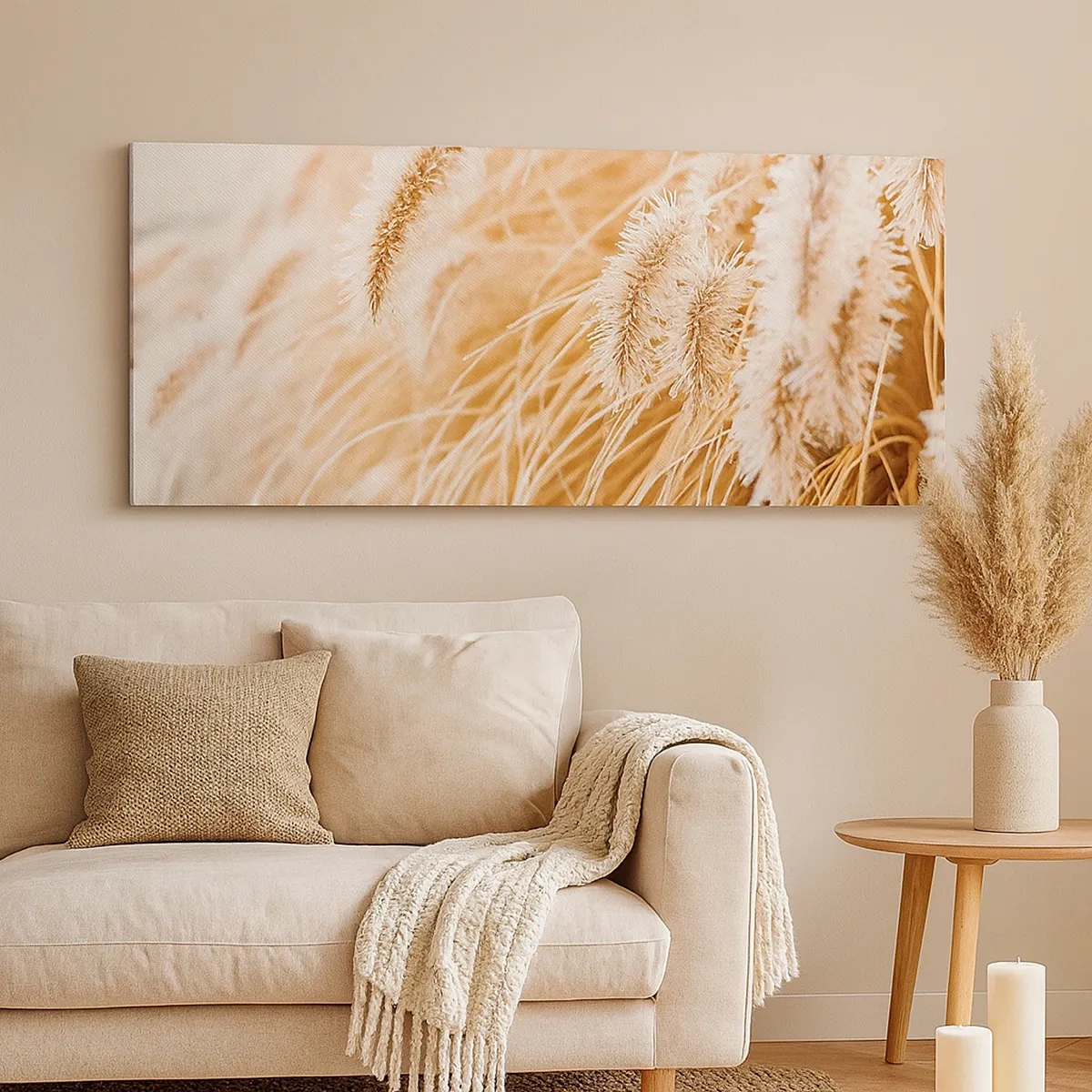 Schilderen op canvas - Het gouden geritsel van het gras - 30x30 cm