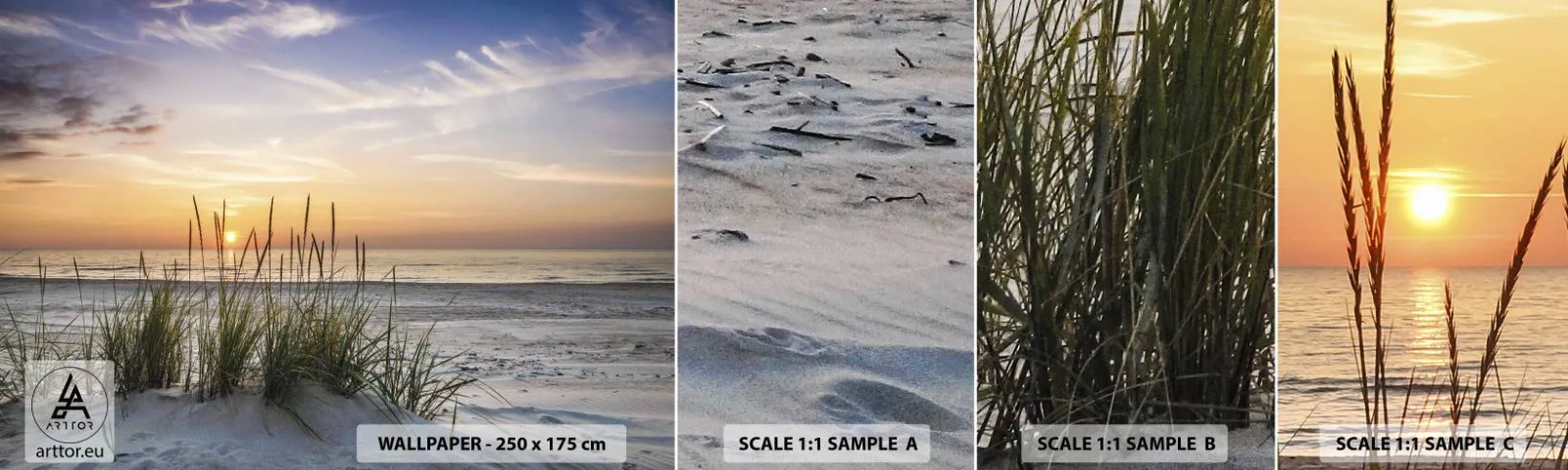 Fotobehang Monster Zelfklevend Deluxe Sticker - Kijk, denk, voel - Landschap, Strand, Zee - 100x30 cm