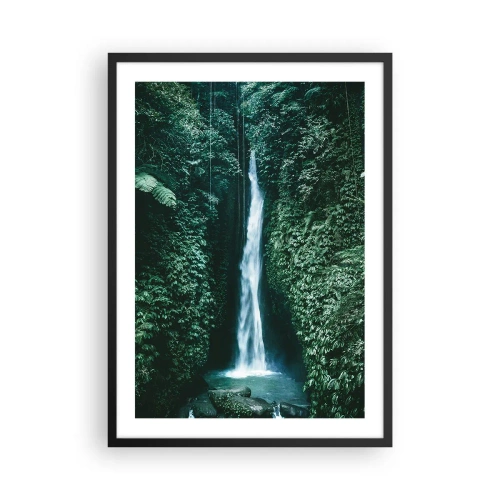 Poster in een zwarte lijst - Waterval in de tropische jungle - 50x70cm - Tropische spa - Moderne wanddecoratie voor woonkamer en slaapkamer ARTTOR