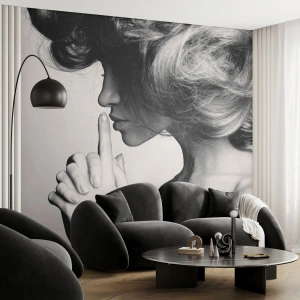 Fotobehang op maat Premium Canvas - Luisteren naar zichzelf - Vrouw, Model, Het gezicht van de vrouw