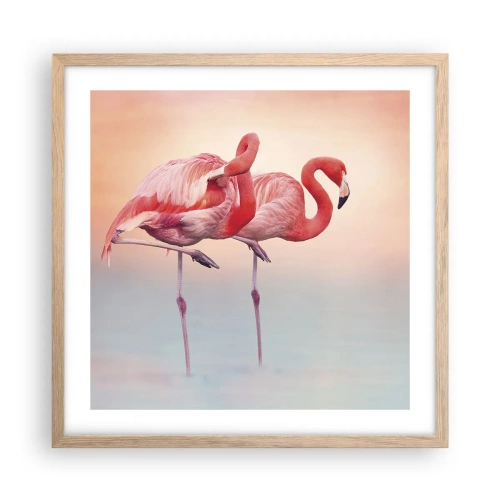 Een poster in een licht eiken lijst - De kleur van de ondergaande zon - 50x50 cm