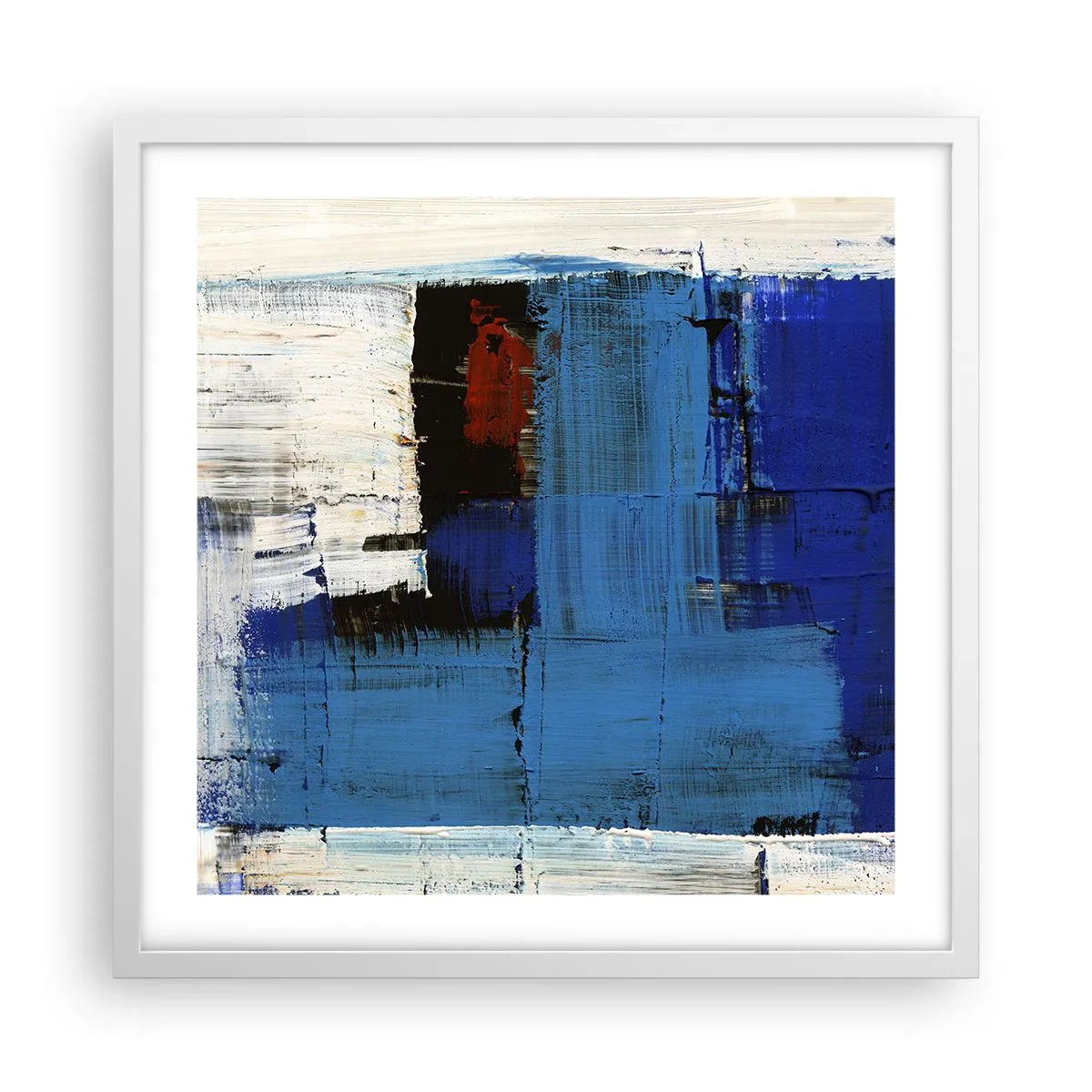 Poster in een witte lijst - Het geheim van blauw - 50x50 cm