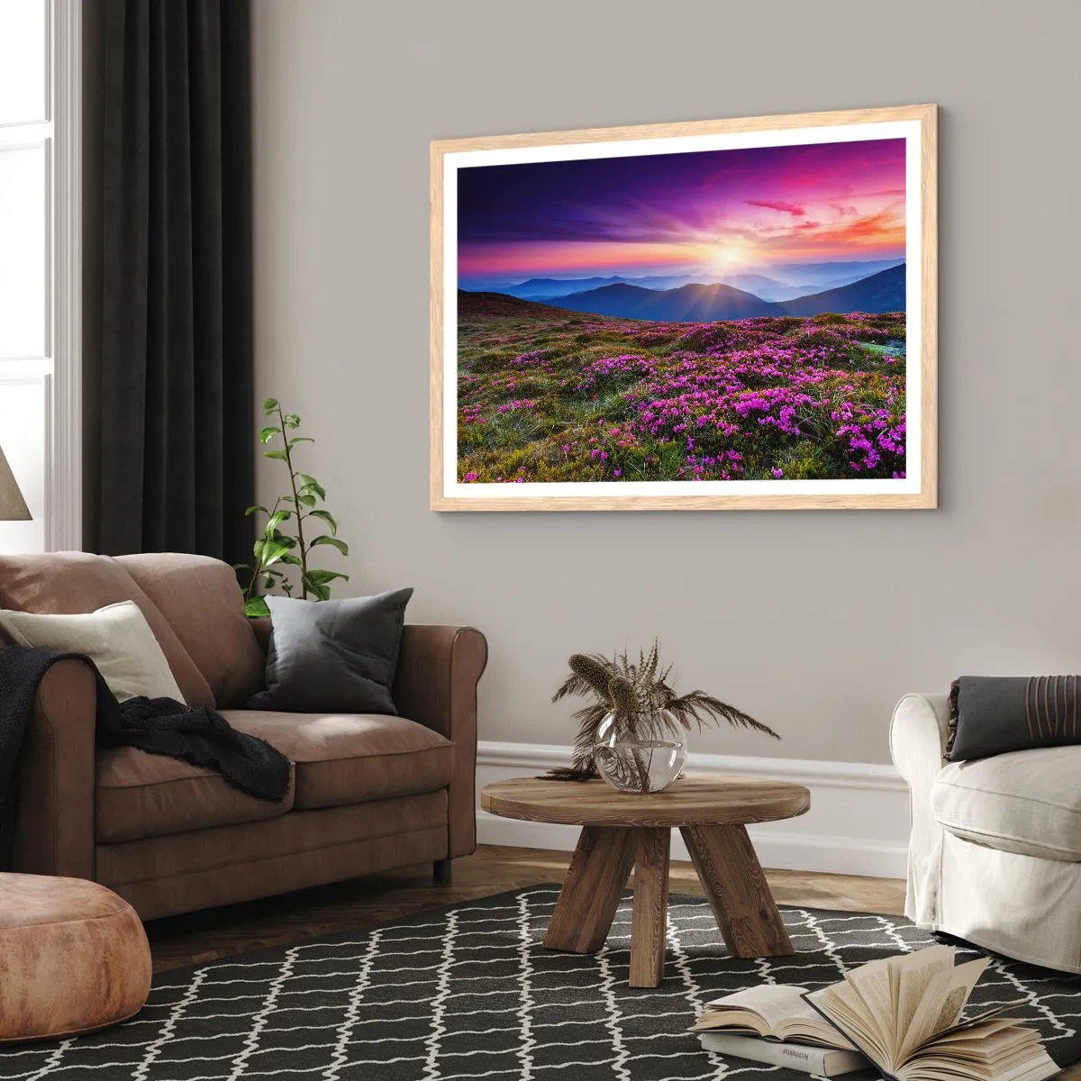 Een poster in een licht eiken lijst - Kruiden roken naar verse trossen van de velden - 50x40 cm