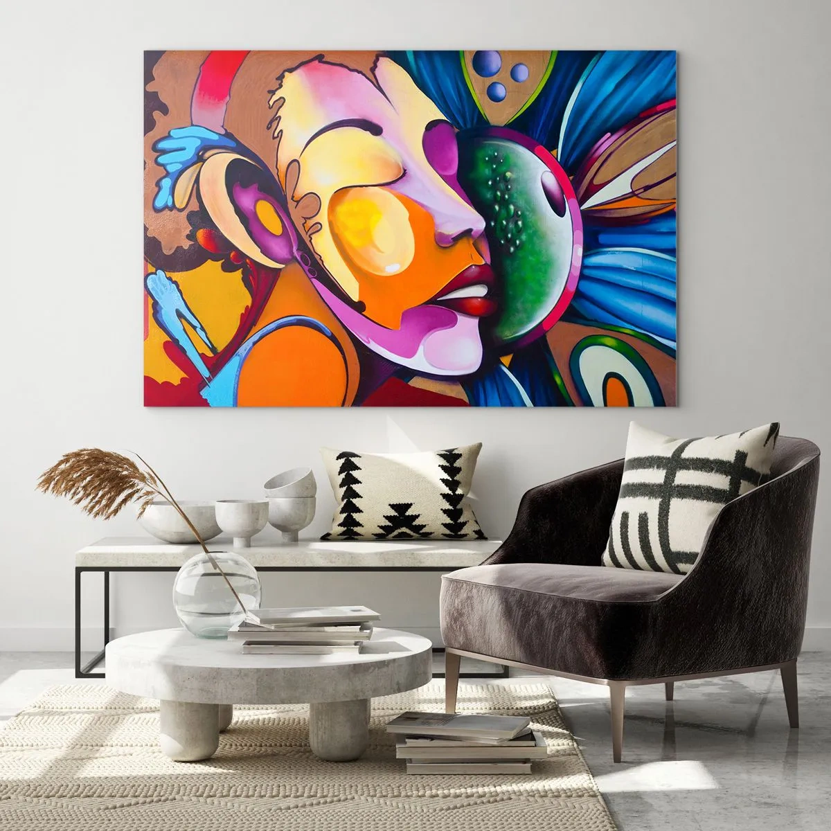 Schilderen op glas - Aanraken met kleur - 120x80 cm
