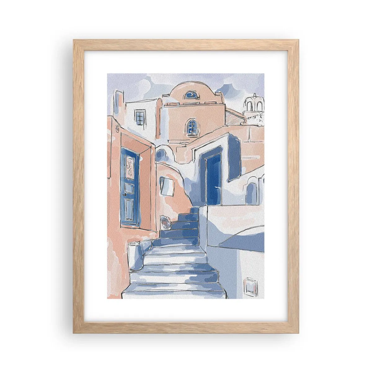 Een poster in een licht eiken lijst - Exotische stad - 30x40 cm