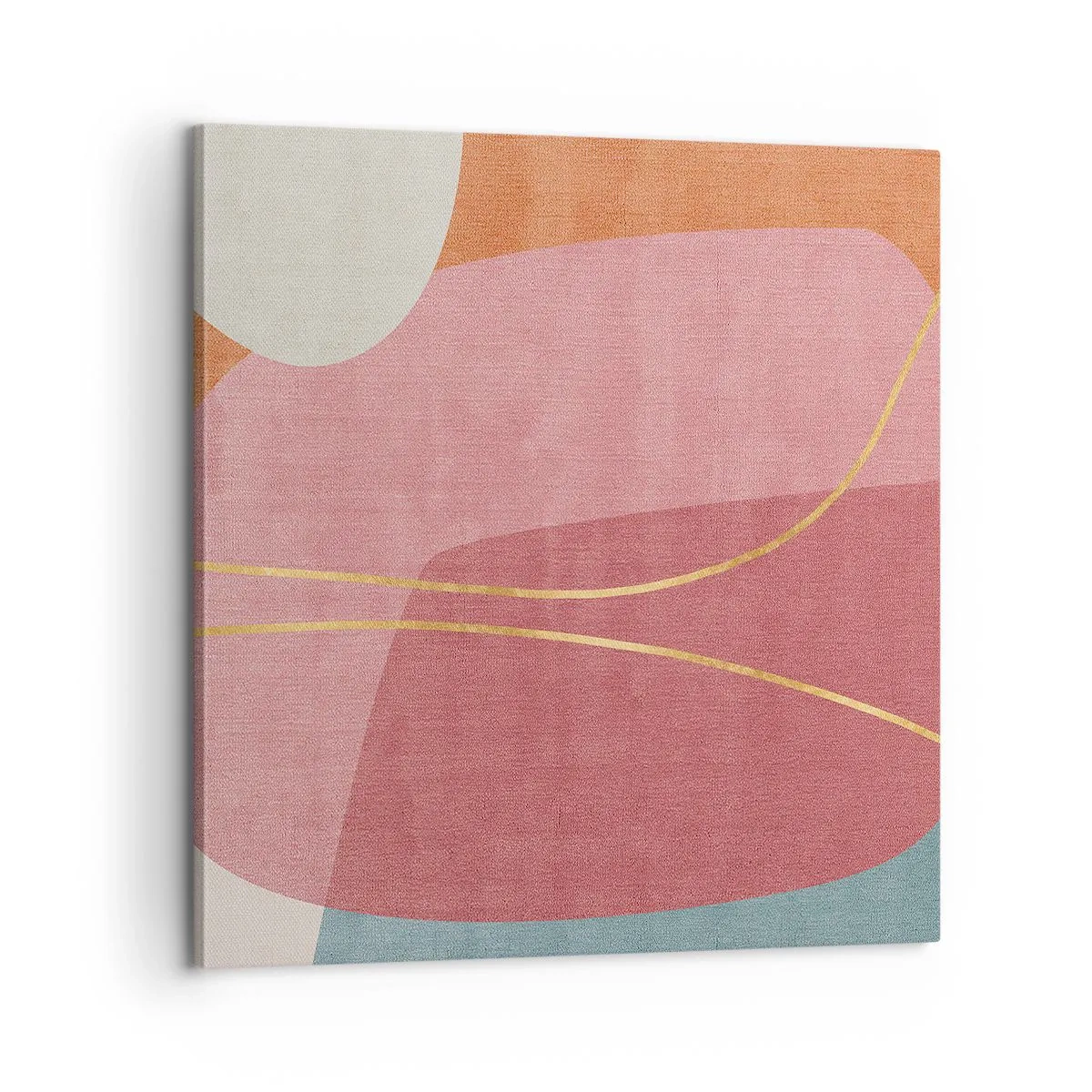 Schilderen op canvas - Pastelkleurcompositie met gouddraad - 60x60 cm
