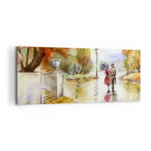 Schilderen op canvas - Romantische herfst in het park - 100x40 cm