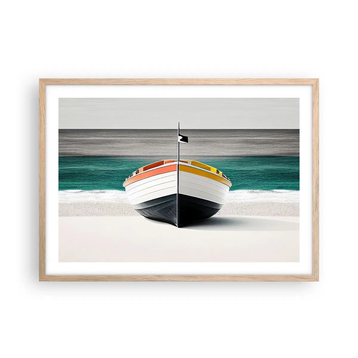 Een poster in een licht eiken lijst - Op zijn plaats - 70x50 cm