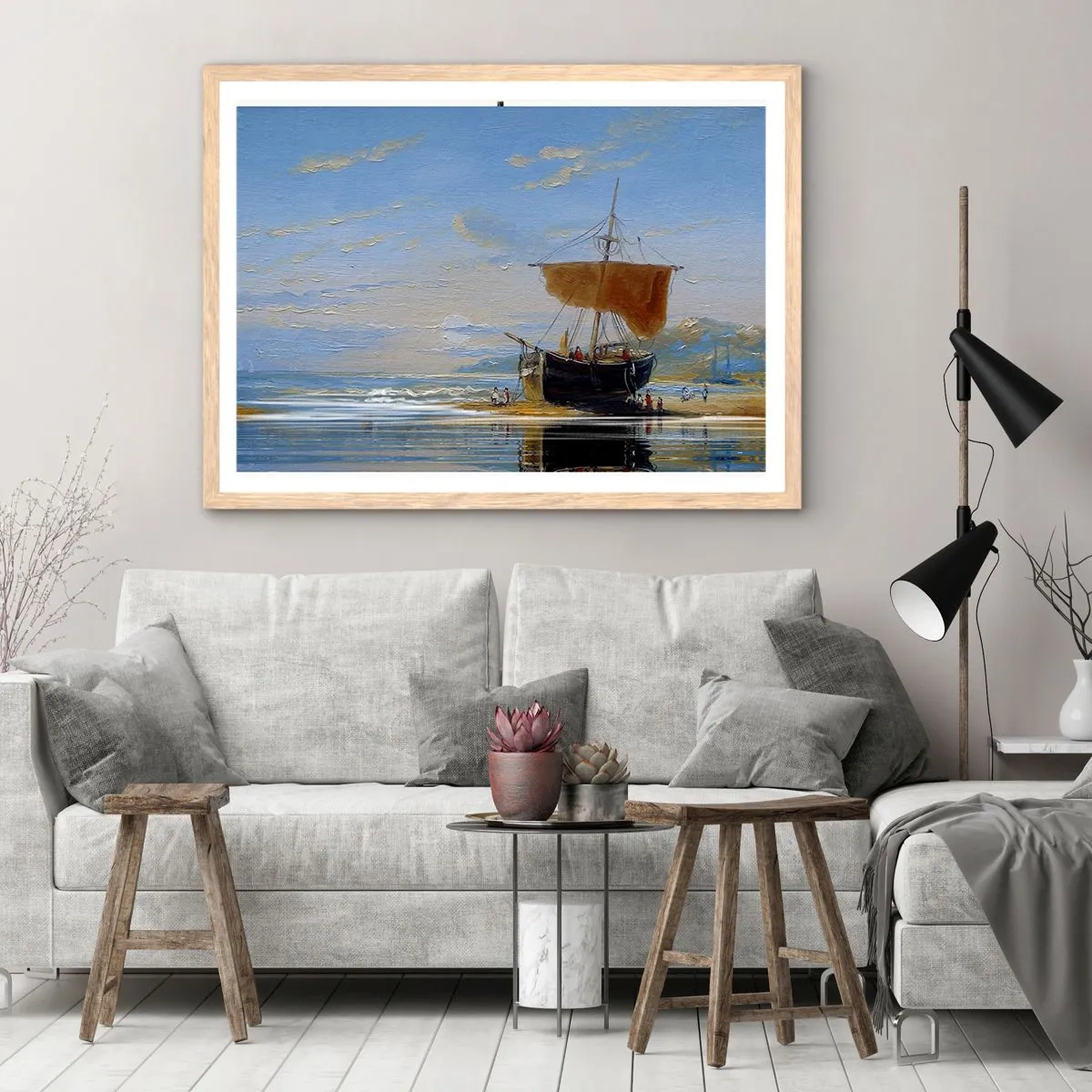 Een poster in een licht eiken lijst - Water, bodem, lucht - 70x50 cm