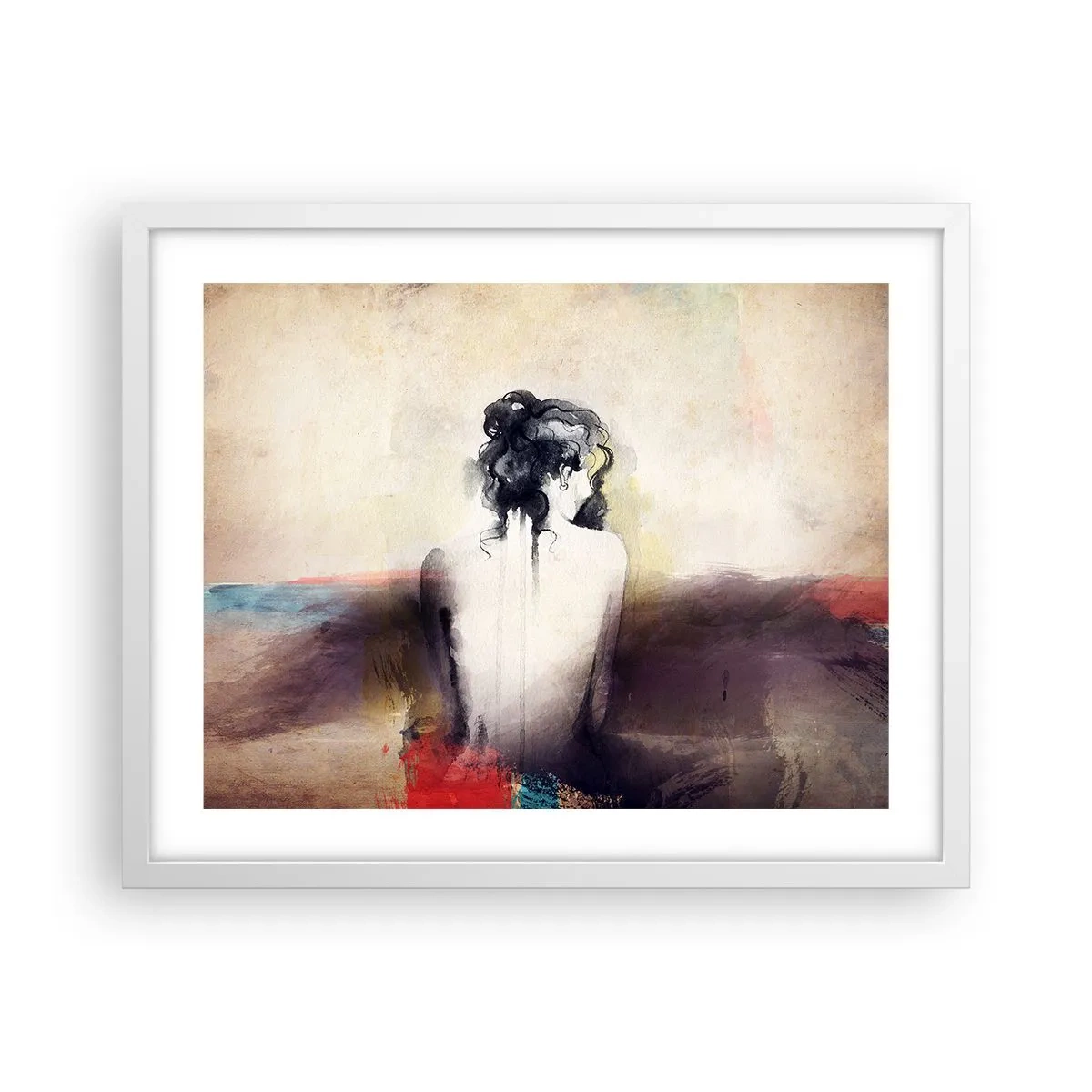 Poster in een witte lijst - Vloeiende lijnen, ovale vormen - 50x40 cm