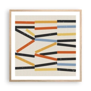 Een poster in een licht eiken lijst - Compositie op goed niveau - 60x60 cm