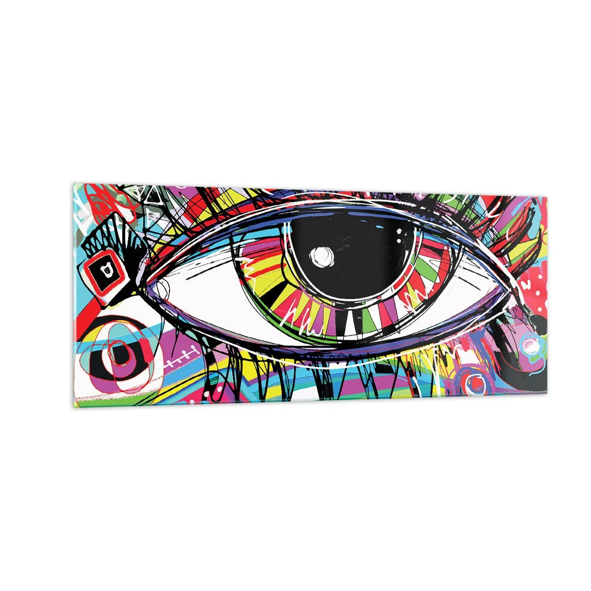 Schilderen op glas - Kleurrijk oog - kleurrijke ziel - 100x40 cm