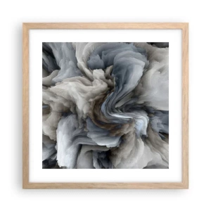 Een poster in een licht eiken lijst - Steen en bloem - 40x40 cm