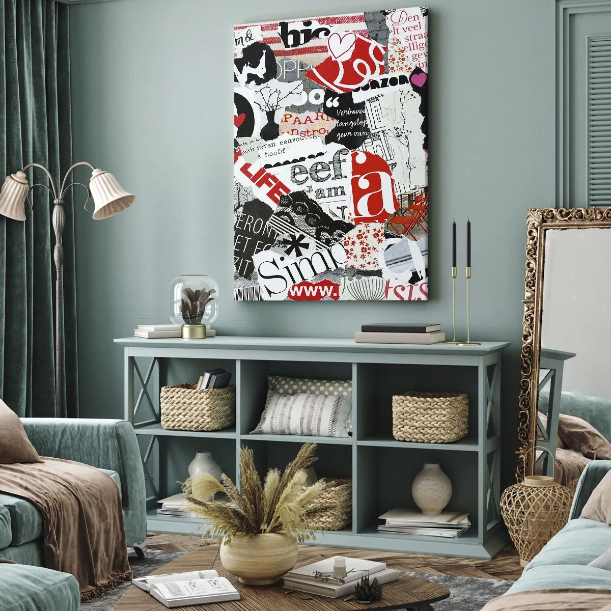Schilderen op canvas - Hipster-collage - 55x100 cm