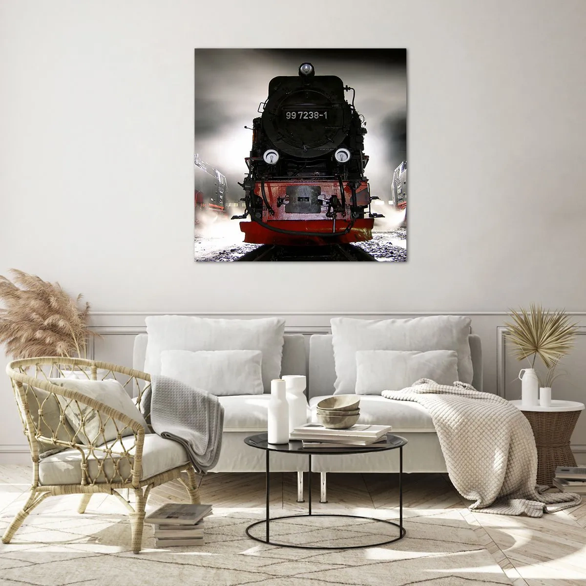 Schilderen op glas - Hij staat en hapt, hapt en blaast - 70x70 cm