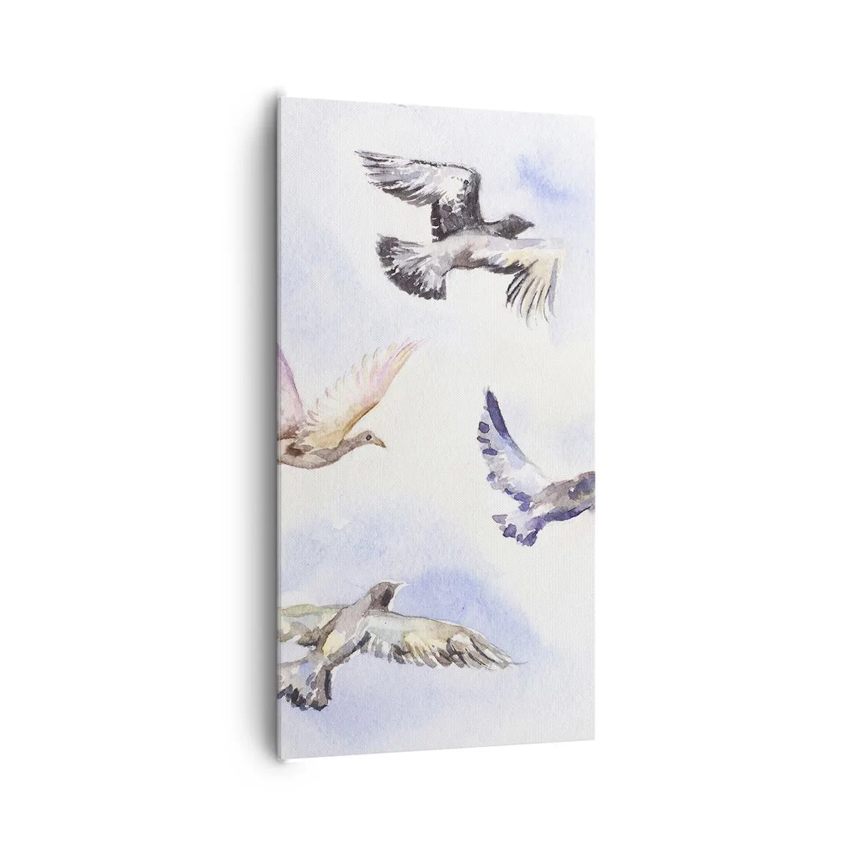 Schilderen op canvas - Vrijheid in grijs en blauw - 65x120 cm