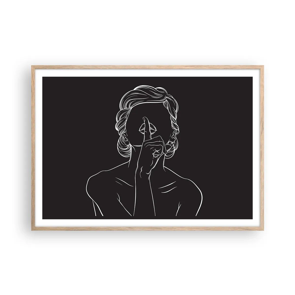 Een poster in een licht eiken lijst - Schoonheid bloeit in stilte - 100x70 cm