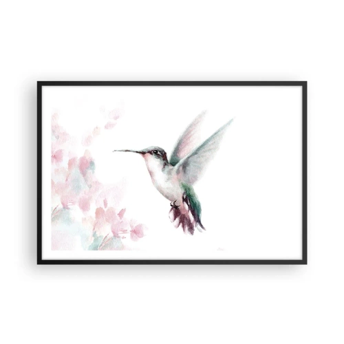 Poster in een zwarte lijst - Vastgehouden tijdens fladderen - 91x61 cm